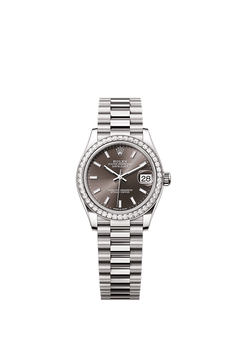 Rolex White Gold Datejust - 31mm - Dark grey - President