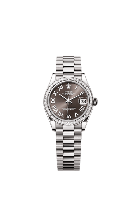 Rolex White Gold Datejust - 31mm - Dark grey - President