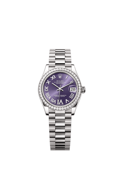 Rolex White Gold Datejust - 31mm - Aubergine Diamond Dial