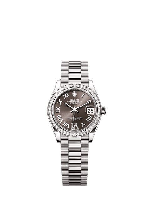 Rolex White Gold Datejust - 31mm - Dark grey Diamond Dial - President