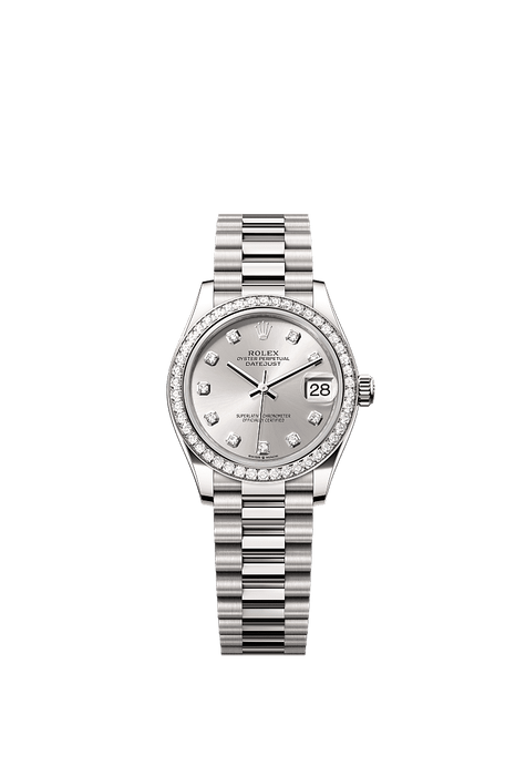 Rolex White Gold Datejust - 31mm - Silver Diamond Dial