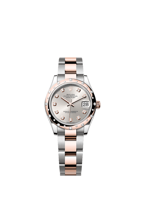 Rolex Two-Tone (RG/SS) Datejust - 31mm - Silver Diamond Dial - Oyster