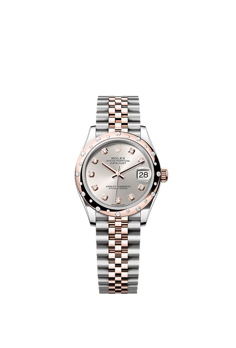 Rolex Two-Tone (RG/SS) Datejust - 31mm - Silver Diamond Dial - Jubilee