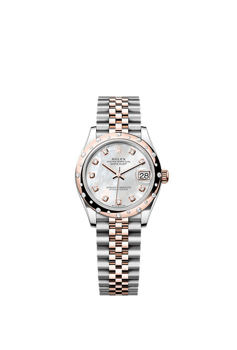 Rolex Two-Tone (RG/SS) Datejust - 31mm - White mother-of-pearl Diamond Dial - Jubilee