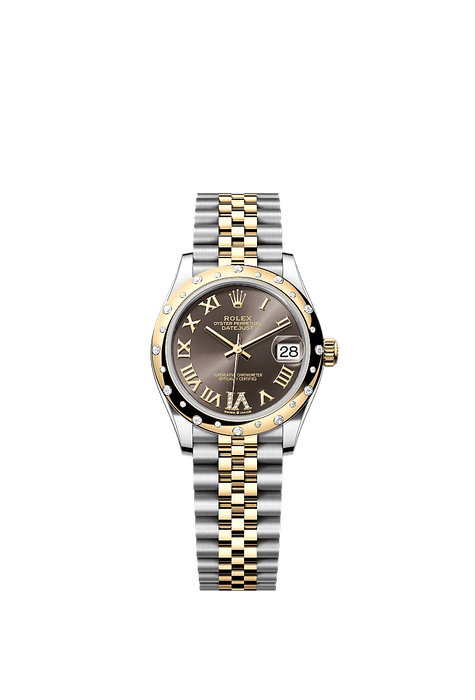 Rolex Two-Tone (YG/SS) Datejust - 31mm - Dark grey Diamond Dial - Jubilee