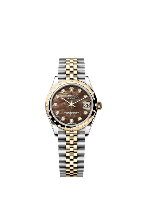 Rolex Two-Tone (YG/SS) Datejust - 31mm - Black mother-of-pearl Diamond Dial - Jubilee