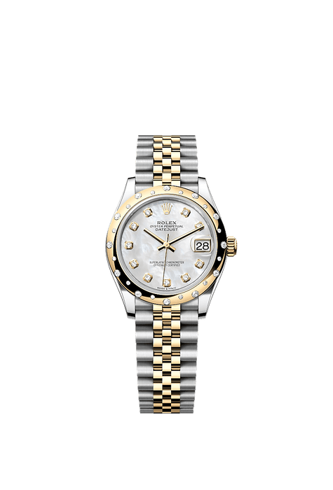 Rolex Two-Tone (YG/SS) Datejust - 31mm - White mother-of-pearl Diamond Dial - Jubilee