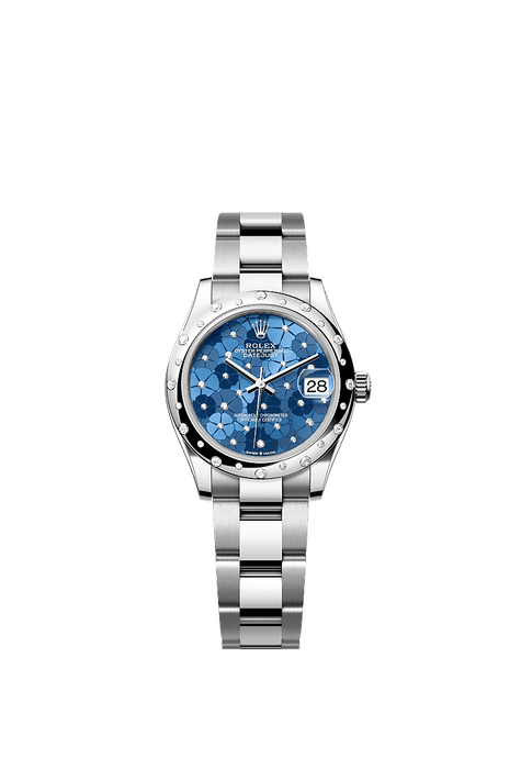 Rolex Stainless Steel Datejust - 31mm - Azzurro blue, floral motif Diamond Dial - Oyster