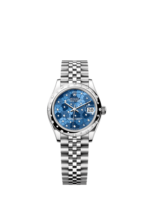 Rolex Stainless Steel Datejust - 31mm - Azzurro blue, floral motif Diamond Dial - Jubilee