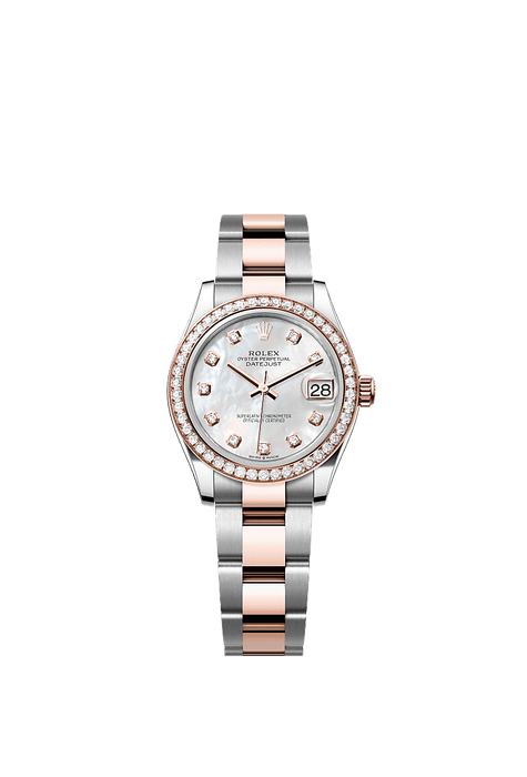 Rolex Two-Tone (RG/SS) Datejust - 31mm - White mother-of-pearl Diamond Dial - Oyster