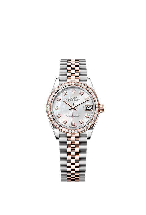 Rolex Two-Tone (RG/SS) Datejust - 31mm - White mother-of-pearl Diamond Dial - Jubilee