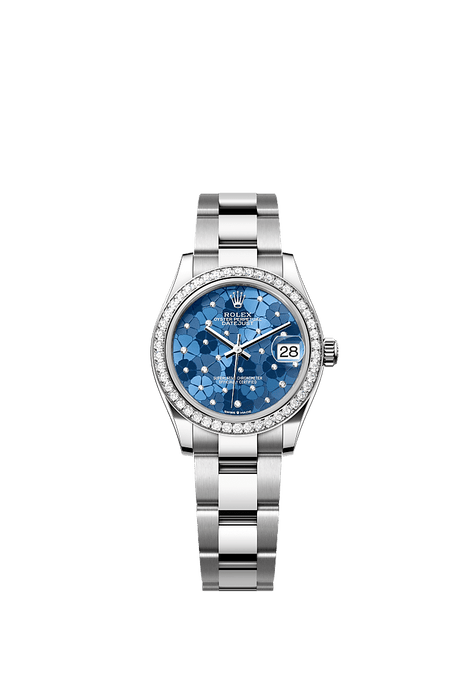 Rolex Stainless Steel Datejust - 31mm - Azzurro blue, floral motif Diamond Dial - Oyster