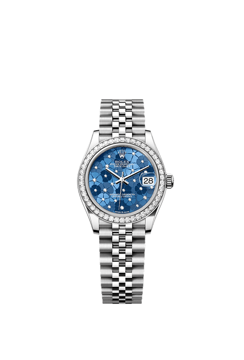 Rolex Stainless Steel Datejust - 31mm - Azzurro blue, floral motif Diamond Dial - Jubilee