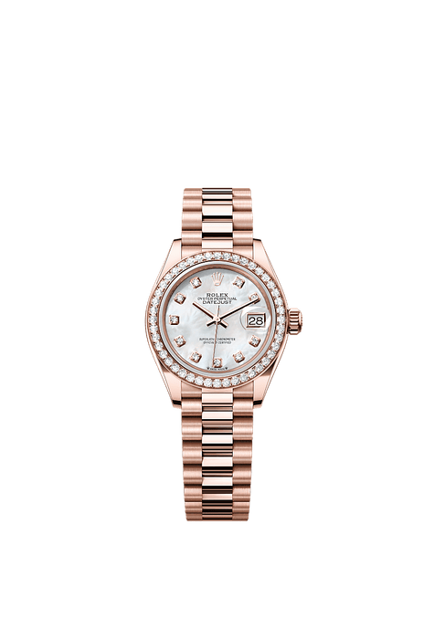 Rolex Rose Gold Datejust - 28mm - White mother-of-pearl Diamond Dial - President