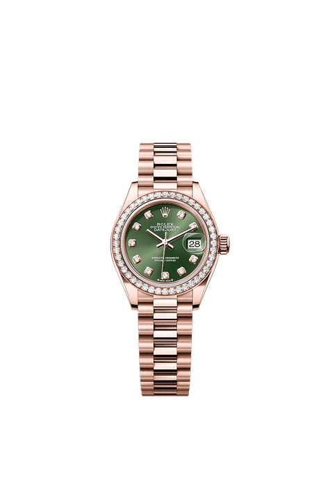 Rolex Rose Gold Datejust - 28mm - Olive green Diamond Dial - President