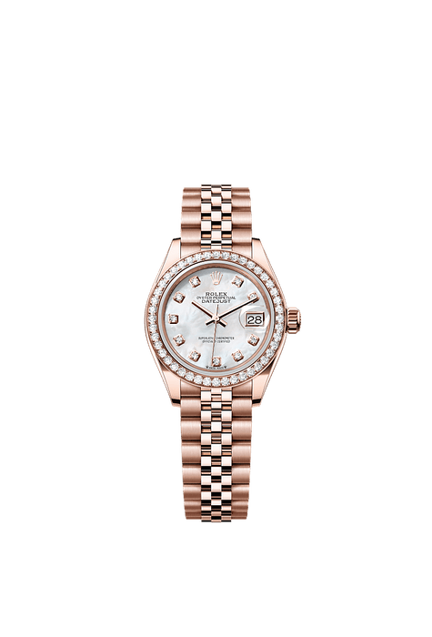 Rolex Rose Gold Datejust - 28mm - White mother-of-pearl Diamond Dial - Jubilee