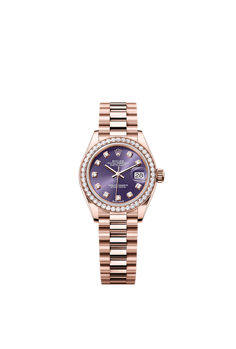 Rolex Rose Gold Datejust - 28mm - Aubergine Diamond Dial - President