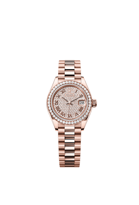 Rolex Rose Gold Datejust - 28mm - Diamond-paved - President