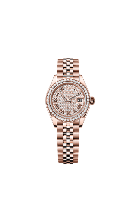 Rolex Rose Gold Datejust - 28mm - Diamond-paved - Jubilee