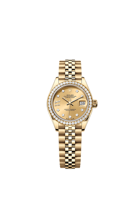 Rolex Yellow Gold Datejust - 28mm - Champagne-colour Diamond Dial - Jubilee