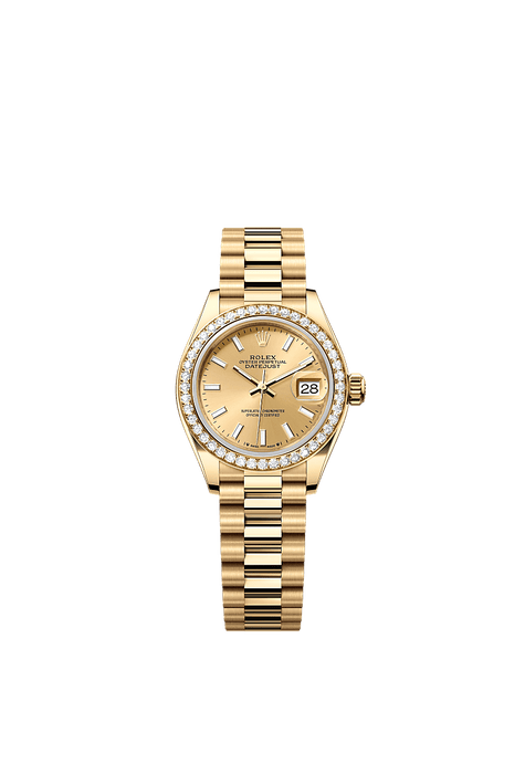 Rolex Yellow Gold Datejust - 28mm - Champagne-colour - President