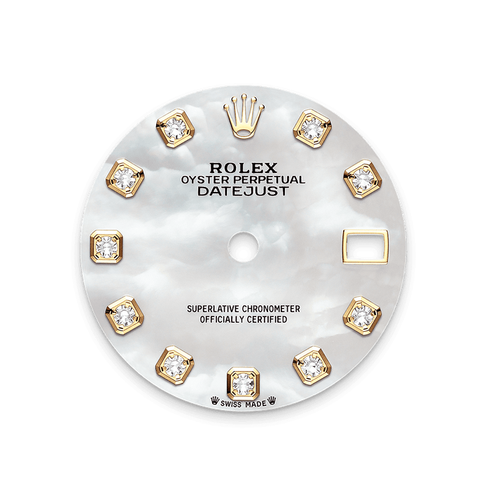 Rolex Yellow Gold Datejust - 28mm - White mother-of-pearl Diamond Dial - Jubilee