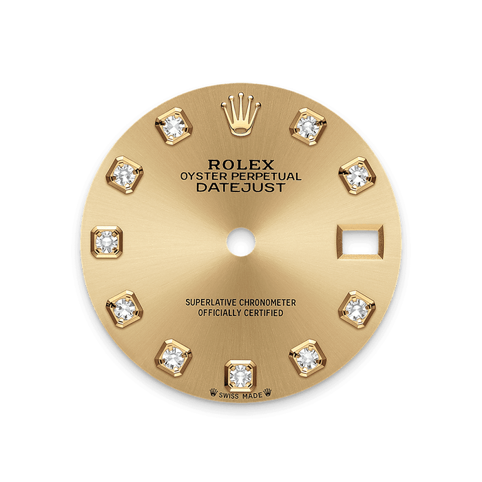 Rolex Yellow Gold Datejust - 28mm - Champagne-colour Diamond Dial - Jubilee