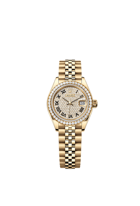 Rolex Yellow Gold Datejust - 28mm - Diamond-paved - Jubilee