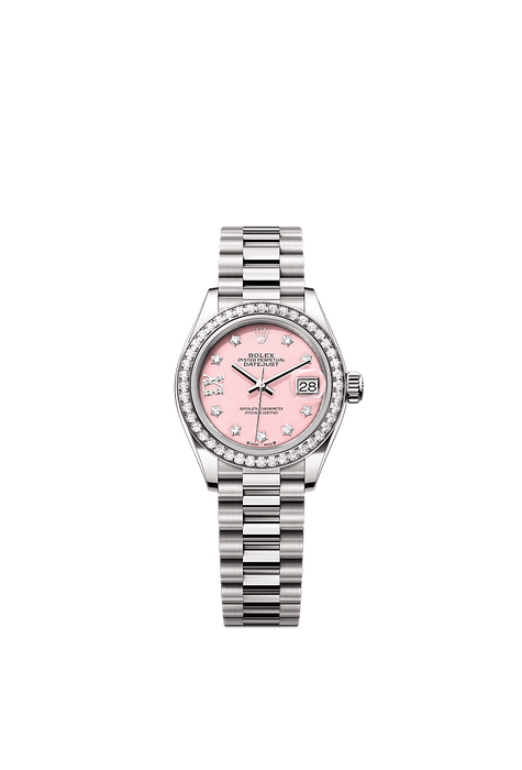 Rolex White Gold Datejust - 28mm - Pink opal Diamond Dial