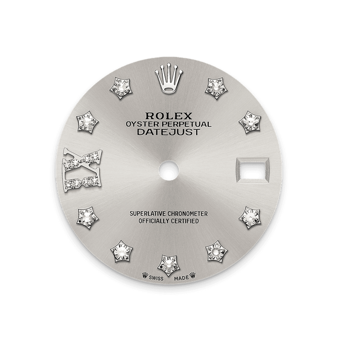 Rolex White Gold Datejust - 28mm - Silver Diamond Dial