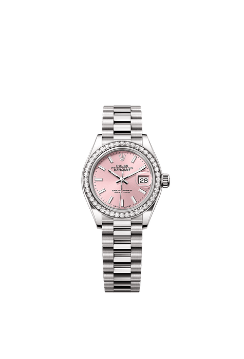 Rolex White Gold Datejust - 28mm - Pink - President