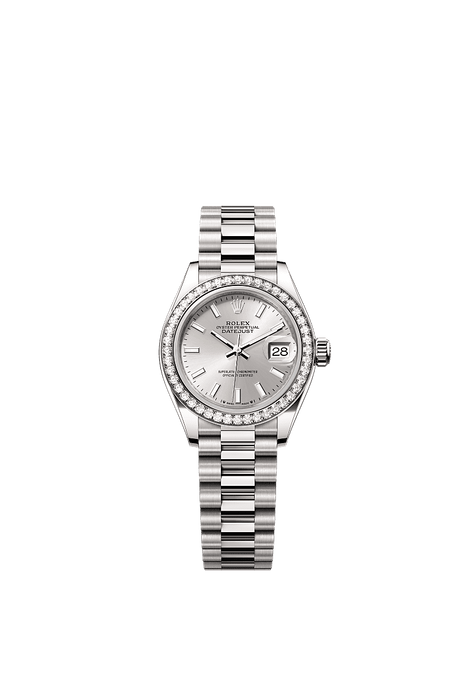 Rolex White Gold Datejust - 28mm - Silver - President