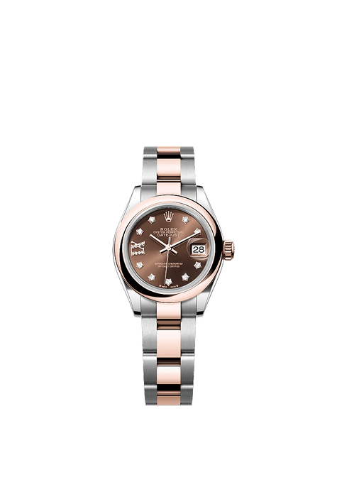 Rolex Two-Tone (RG/SS) Datejust - 28mm - Chocolate Diamond Dial - Oyster