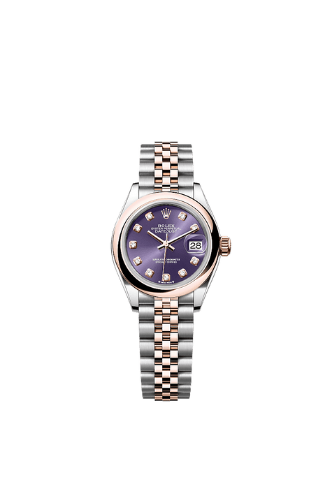 Rolex Two-Tone (RG/SS) Datejust - 28mm - Aubergine Diamond Dial - Jubilee