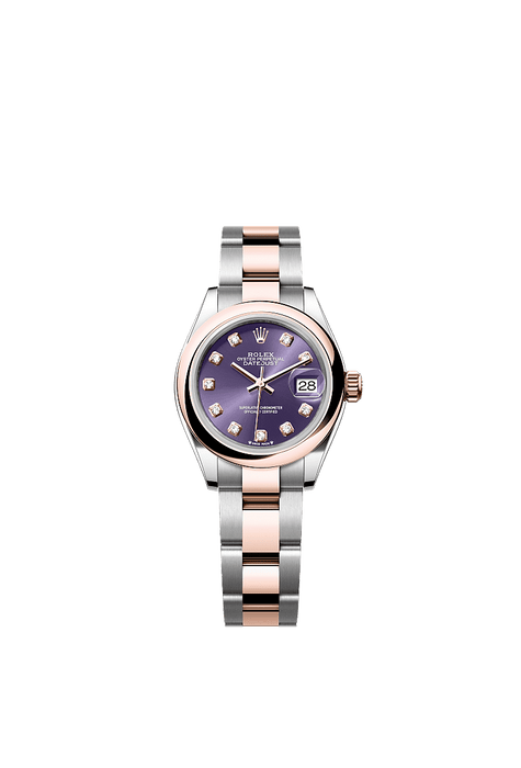 Rolex Two-Tone (RG/SS) Datejust - 28mm - Aubergine Diamond Dial - Oyster