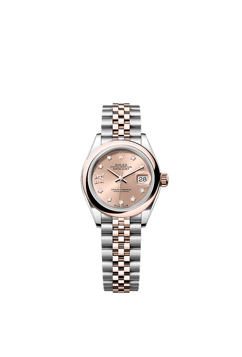 Rolex Two-Tone (RG/SS) Datejust - 28mm - Rosé-colour Diamond Dial - Jubilee