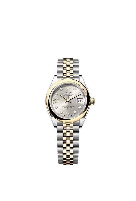 Rolex Two-Tone (YG/SS) Datejust - 28mm - Silver Diamond Dial - Jubilee