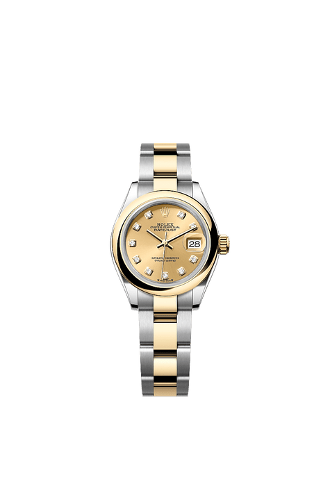 Rolex Two-Tone (YG/SS) Datejust - 28mm - Champagne-colour Diamond Dial - Oyster