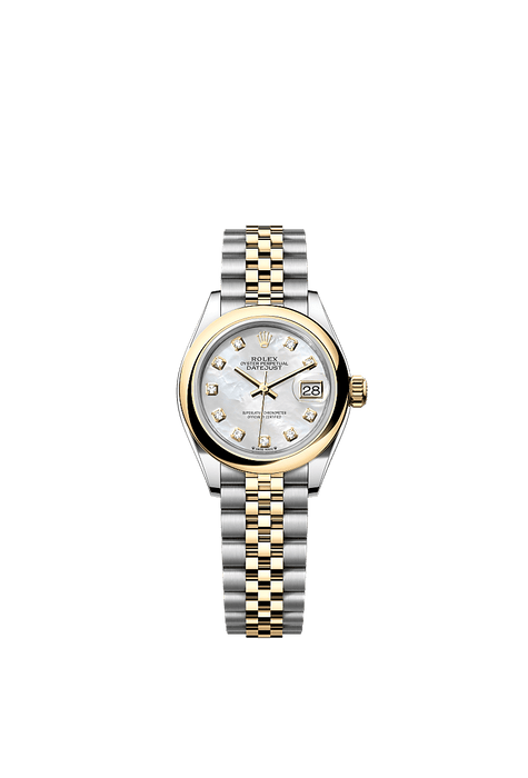 Rolex Two-Tone (YG/SS) Datejust - 28mm - White mother-of-pearl Diamond Dial - Jubilee