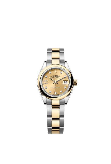 Rolex Two-Tone (YG/SS) Datejust - 28mm - Champagne-colour Diamond Dial - Oyster