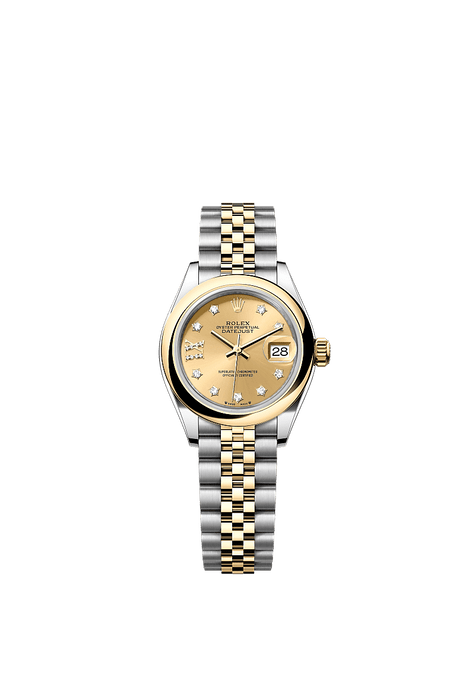 Rolex Two-Tone (YG/SS) Datejust - 28mm - Champagne-colour Diamond Dial - Jubilee