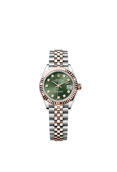 Rolex Two-Tone (RG/SS) Datejust - 28mm - Olive green Diamond Dial - Jubilee