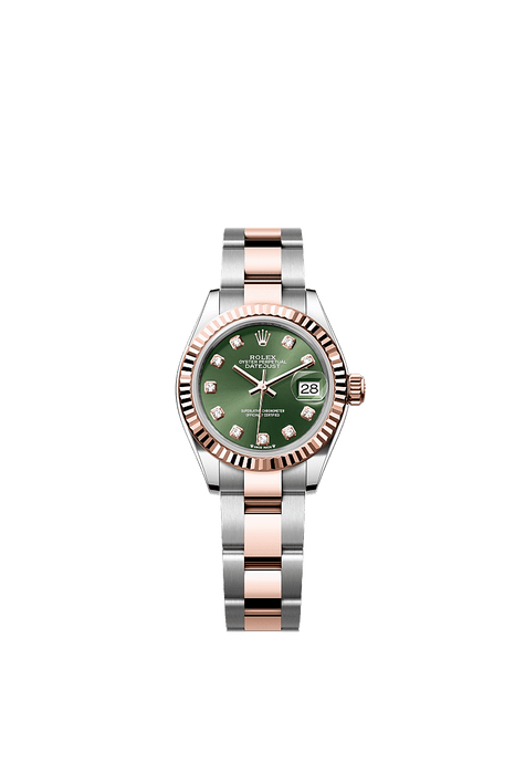 Rolex Two-Tone (RG/SS) Datejust - 28mm - Olive green Diamond Dial - Oyster