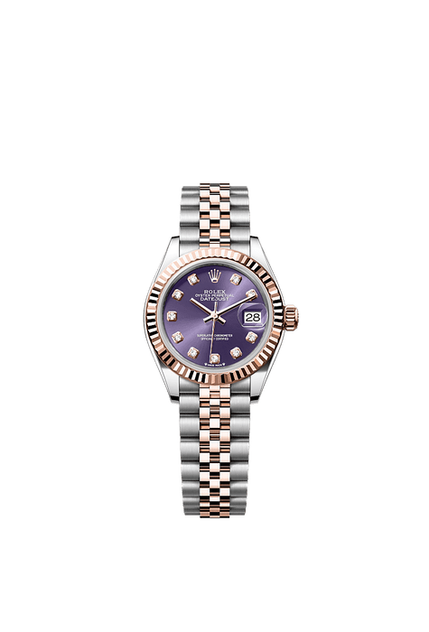 Rolex Two-Tone (RG/SS) Datejust - 28mm - Aubergine Diamond Dial - Jubilee