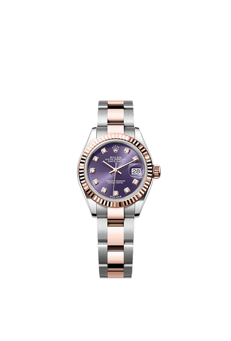 Rolex Two-Tone (RG/SS) Datejust - 28mm - Aubergine Diamond Dial - Oyster