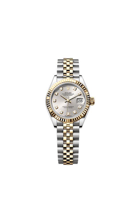 Rolex Two-Tone (YG/SS) Datejust - 28mm - Silver Diamond Dial - Jubilee