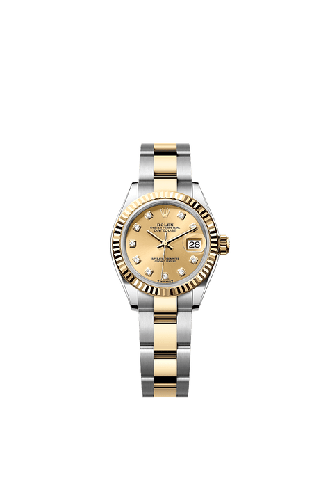 Rolex Two-Tone (YG/SS) Datejust - 28mm - Champagne-colour Diamond Dial - Oyster