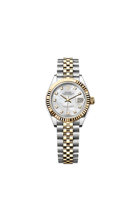 Rolex Two-Tone (YG/SS) Datejust - 28mm - White mother-of-pearl Diamond Dial - Jubilee