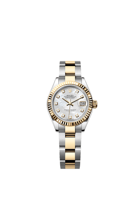 Rolex Two-Tone (YG/SS) Datejust - 28mm - White mother-of-pearl Diamond Dial - Oyster