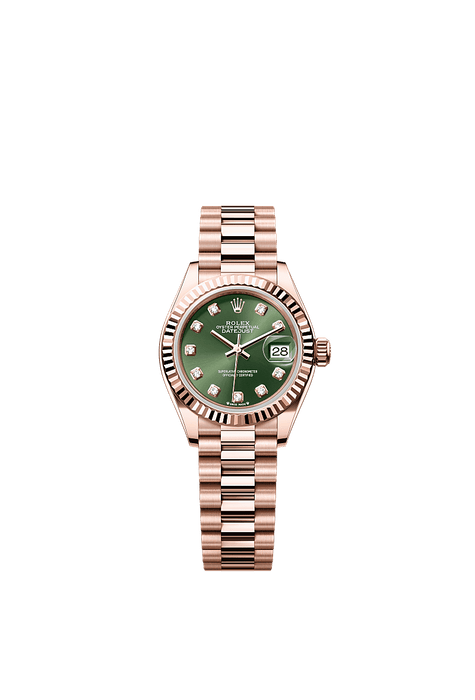 Rolex Rose Gold Datejust - 28mm - Olive green Diamond Dial - President